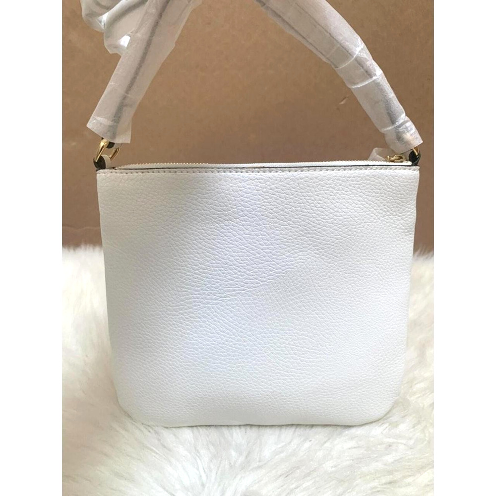 LAUREN RALPH LAUREN Pebbled White Vegan Leather Slim File Crossbody Bag NWT - Picture 4 of 8